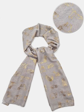 CHUSTA DAMSKA APASZKA SZAL WIOSENNY W KOTY popiel