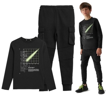4F DRES CHŁOPIĘCY KOSZULKA+ SPODNIE M139 CZERŃ 164