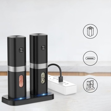 НАБОР ИЗ 2-Х МЕЛЬНИЦ ДЛЯ СОЛИ И ПЕРЦА, ЭЛЕКТРИЧЕСКОЙ МЕЛЬНИЦЫ ДЛЯ СОЛИ И ПЕРЦА