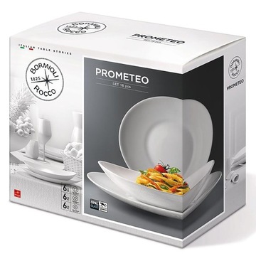 Набор обеденных тарелок на 6 персон Bormioli Rocco Prometeo 18 шт.