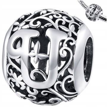 CHARMS literka U srebro 925 koralik zawieszka S925