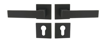 РУЧКА ДВЕРНАЯ МАТОВАЯ ЧЕРНАЯ, КОМПЛЕКТ СОВРЕМЕННЫЙ