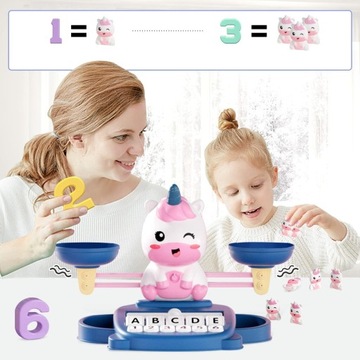 GRY LICZENIA I UTRZYMYWANIA RÓWNOWAGI JEDNOROŻEC MONTESSORI DLA DZIECI