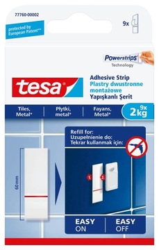 TESA 77760 PLASTRY MONTAŻOWE na płytki 2kg x9szt