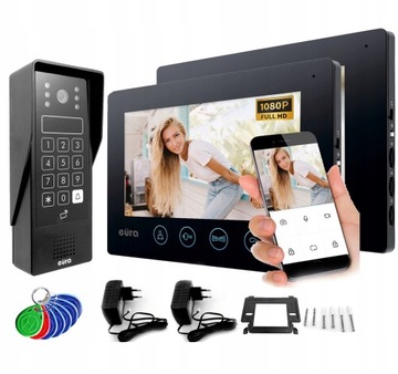 Wideodomofon Wideofon WiFi TELEFON DWA MONITOR KOD brelok aplikacja