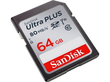 Карта памяти SanDisk Ultra PLUS U1 C10 SDXC 64 ГБ