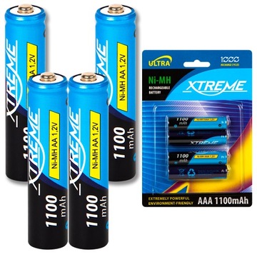 4x AKUMULATOR Ni-MH AAA R3 1.2V 1100mAh ZESTAW