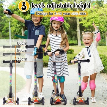 ТРЕХКОЛЕСНЫЙ ДЕТСКИЙ САМОКАТ С ПОДСВЕТКАМИ КОЛЕСА ГРАФФИТИ