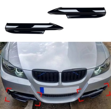 SPLITTER DOKŁADKA ZDERZAKA DLA BMW E90 E91 2005-2008 CZARNY POŁYSK M PAKIET