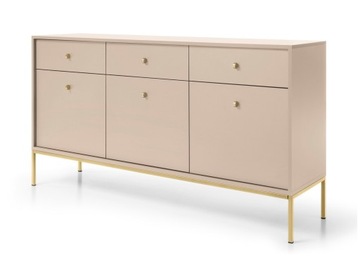 Beżowa komoda z szufladami 154 cm MONO złote nogi