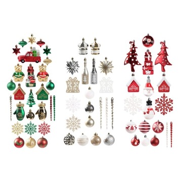 70x Набор елочных игрушек в форме шаров. Небьющиеся украшения.