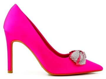 Różowa elegancja: Buty szpilki z cyrkoniami 38
