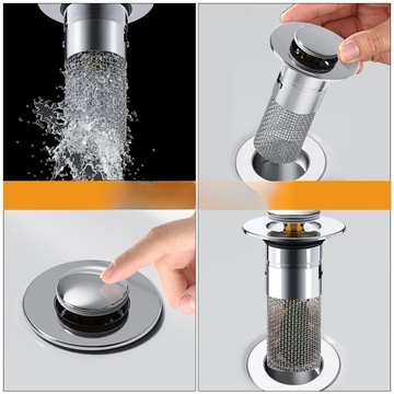 ПРОБКА ДЛЯ УМЫВАЛЬНИКА PUSH IN С ФИЛЬТРОМ, ПРЕДОТВРАЩАЮЩАЯ ЗАСОРЕНИЕ, 2 ШТ.