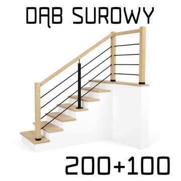 Balustrada barierka drewniana metalowa 2m+1m LOFT