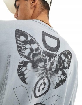 Asos Design jpq szara bluza wash oversize plecach effect nadruk na M NG3
