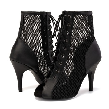 ТАНЦЕВАЛЬНЫЕ ТУФЛИ НА ВЫСОКИХ КОЖАНЫХ ЗАВЯЗКАХ, 10см