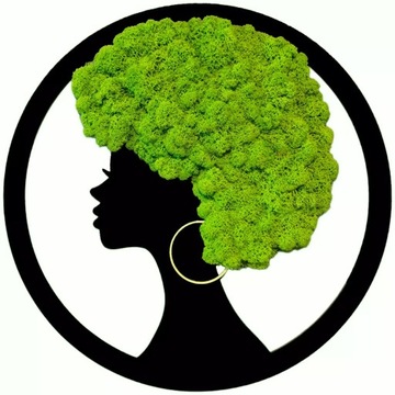 Obraz z mchu głowa afro prezent naturalna dekoracja mech chrobotek 60cm