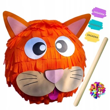 PINIATA KOT POMARAŃCZOWY DUŻA PINATA NA URODZINY