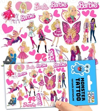 TATUAŻE ZMYWALNE TYMCZASOWE DLA DZIECI DZIECIĘCE BARBIE WZORY ORYGINALNE