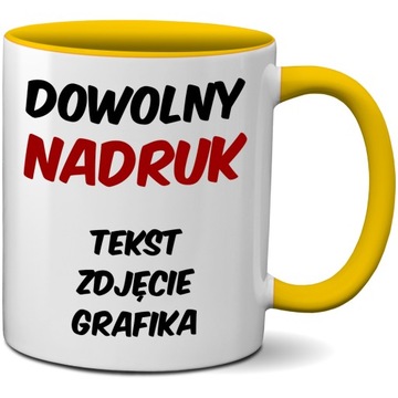 KOLOROWY KUBEK Z NADRUKIEM - ŻÓŁTY - FOTOKUBEK
