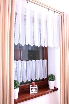 Задростка белая штора для кухни Батист Гипюр, высота 90 см