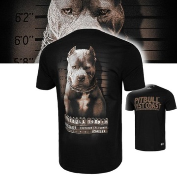 PITBULL T-SHIRT KOSZULKA MĘSKA NADRUK MUGSHOT 2 BAWEŁNA 190g CZARNA M