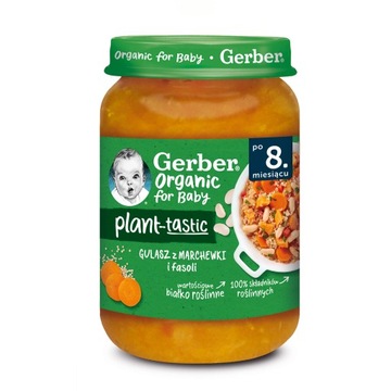 GERBER ORGANIC Obiadek PLANT-TASTIC Gulasz z marchewki i fasoli 190g