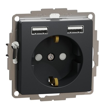 Sedna Design Gniazdko schuko + USB A+A czarne