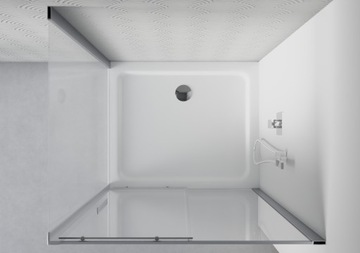 ДУШЕВАЯ КАБИНА 90x80 ХРОМ ПРЯМОУГОЛЬНАЯ РАЗДВИЖНАЯ ДВЕРЬ СТЕКЛЯННАЯ СТЕНА