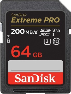 Карта памяти SANDISK EXTREME PRO 64 ГБ SDXC 200 МБ/с.
