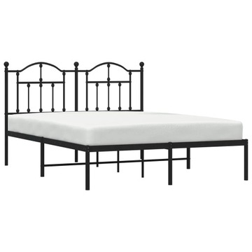 vidaXL Metalowa rama łóżka z wezgłowiem, czarna, 135x190 cm