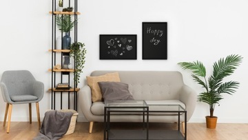 Доска для мела черная 70х50 см, деревянная рама, ЧЕРНЫЙ ЭКО