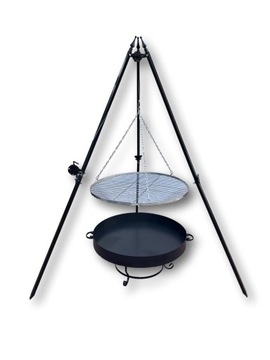 GRILL Z KOŁOWROTKIEM TRÓJNÓG RUSZT 70 OKRĄGŁY