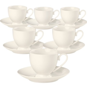 ZESTAW 6SZT FILIŻANEK KREMOWYCH ZE SPODKIEM 6X FILIŻANKA 220ML + SPODEK