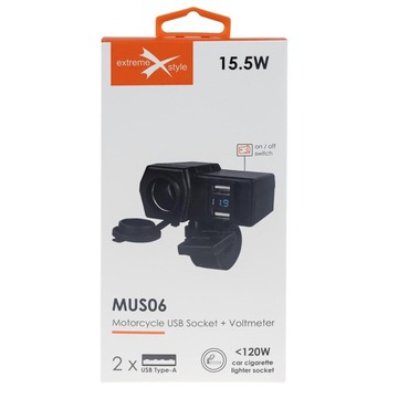Розетка для мотоцикла 2 x USB 3.1 A MUS06