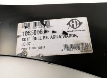 BLATNÍK PRAVÝ PŘEDNÍ OPEL AGILA A 2000-2007 1865006