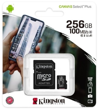 Карта памяти Canvas Select Plus microSD 256 ГБ, адаптер 100/85 МБ/с