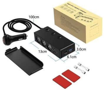 РАЗЪЕМ ПРИкуривателя 12-24 В USB QC3.0 РАЗЪЕМ НА 3 РАЗЪЕМА