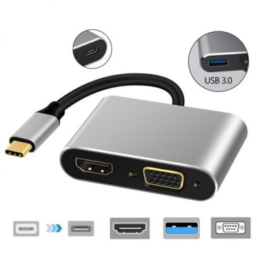 USB-C HUB АДАПТЕР HDMI 4k VGA USB 3.0 PD