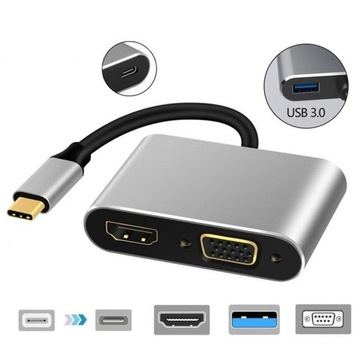 HUB USB-C ADAPTER HDMI 4k VGA USB 3.0 PD