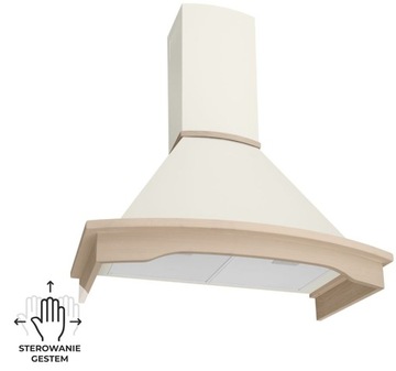 Okap kuchenny rustykalny kominowy Rustic Ecru 90 cm - STEROWANY GESTEM