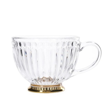 Стеклянная чашка BARREL в полоску для кофе и чая, 360 мл, в подарок, 1 шт.