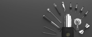 Zestaw barmański do drinków shaker tłuczek nalewaki miarka sitko | srebrny