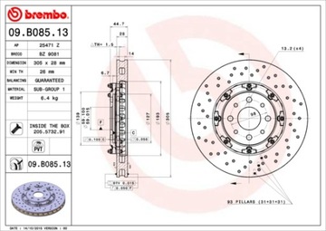 TARCZE HAMULCOWE PRZÓD BREMBO 09.B085.13 09B08513
