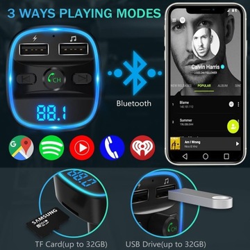 FM-передатчик с Bluetooth 5.0, мини-разъемом USB-A/USB-C PD/QC/PPS