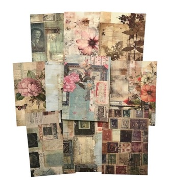 ZESTAW PAPIERÓW SCRAPBOOKING 100ARK VINTAGE RETRO KWIATY 10 X 14 CM