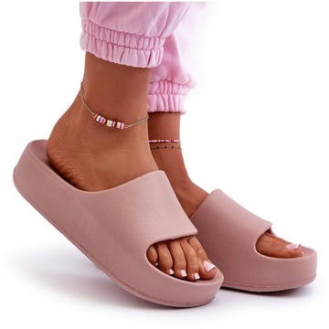 KLAPKI DAMSKIE NA PLATFORMIE PIANKOWE NA BASEN ROŻOWE 39