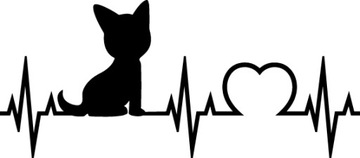 Naklejki na auto EKG KOT LOVE MIŁOŚĆ SERCE
