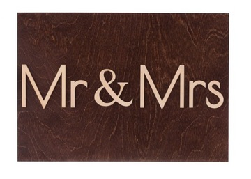 Tablice ślubne do samochodu - Mr&Mrs drewniane