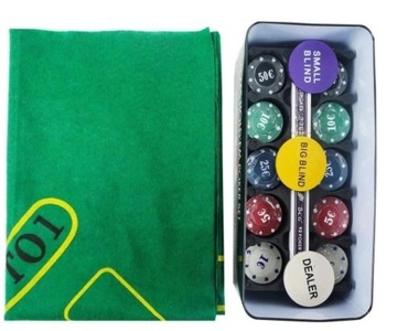 ZESTAW DO POKERA TEXAS HOLDEM 200 ŻETONÓW + TALIE + MATA + ŻETONY FUNKCYJNE